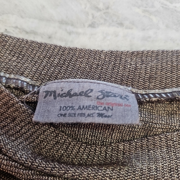Michael Stars Metallic Brown Knit Top OSFM One Size 3/4 Sleeve Made in USA - Picture 4 of 7